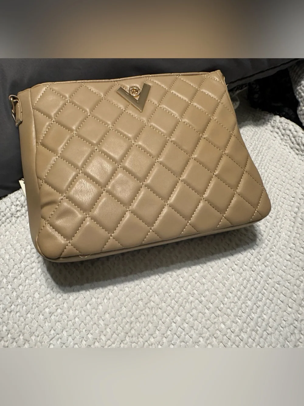 Valentino Orlandi NWT Quilted Taupe Crossbody Bag